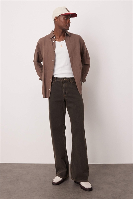 Джинсы с широкими расклешенными брючинами артикул 143502557