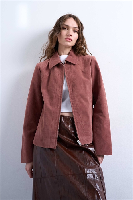 Куртка-рубашка из искусственной замши артикул 142324653