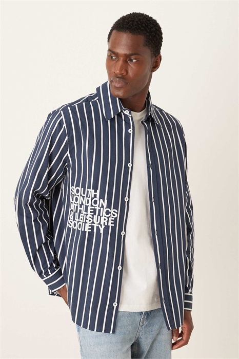 Рубашка свободного кроя с принтом артикул 150987843