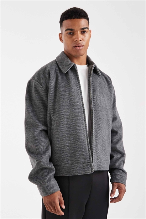 Харрингтон из шерсти цвета «соль и перец» артикул 148194853