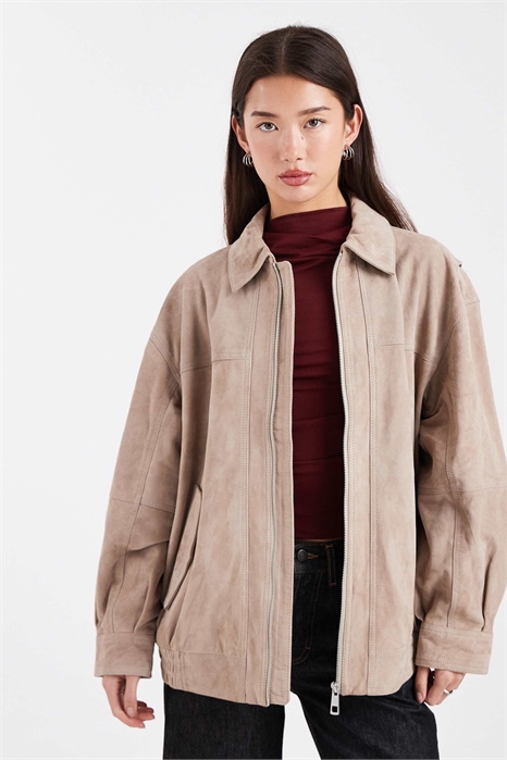 Бомбер Харрингтон из натуральной замши артикул 148031471