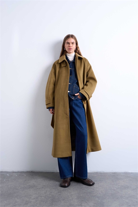 Длинное пальто в стиле «лонглайн» с поясом для торжественных случаев артикул 146905183