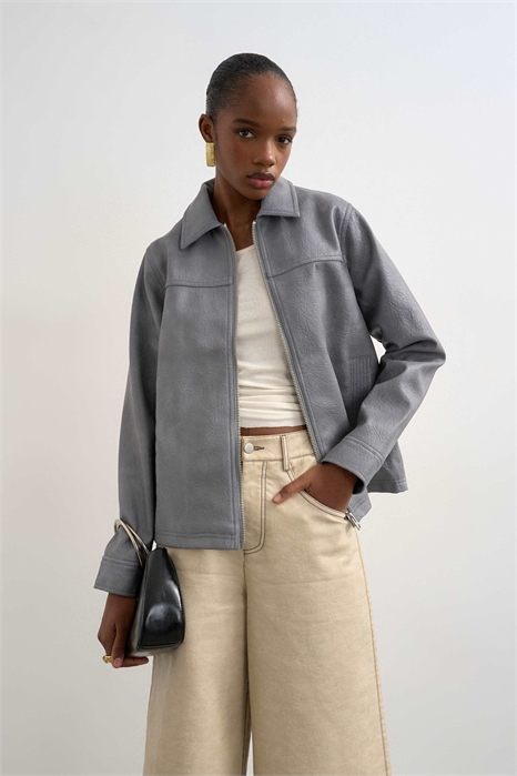 Куртка из искусственной кожи с молнией артикул 149594345