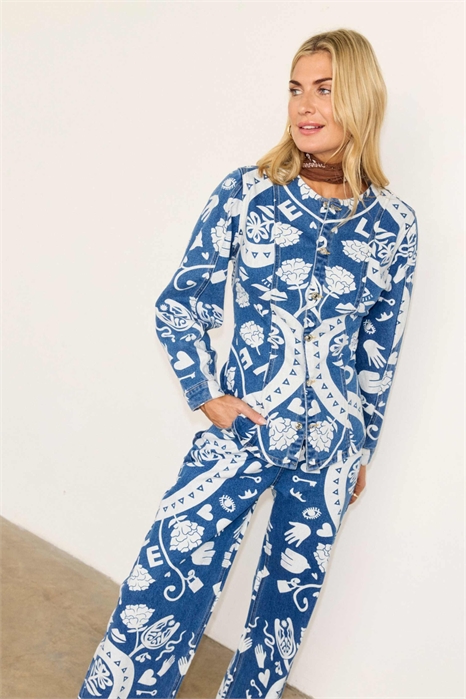 Куртка из денима с принтом Amara и рукавами-балонами артикул 153593221