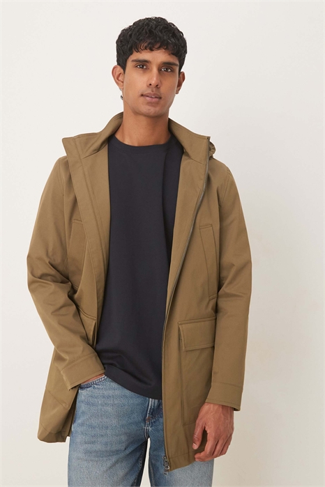 Куртка-парка с капюшоном из хлопковой смеси, цвет хаки артикул 151486356