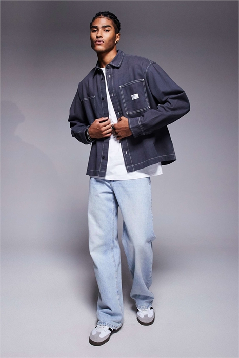 Рубашка свободного кроя с нашивкой на груди артикул 147472613