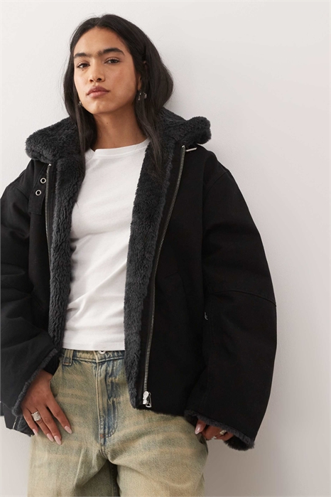 Куртка из канваса с воротником из искусственного меха артикул 152420521