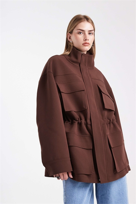 Куртка с накладными карманами в военном стиле артикул 151736673