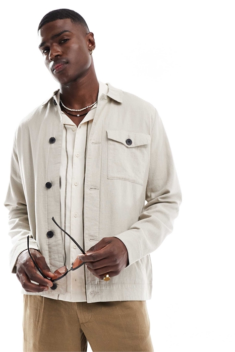 Куртка с пуговицами из ткани с высоким содержанием льна артикул 142328040