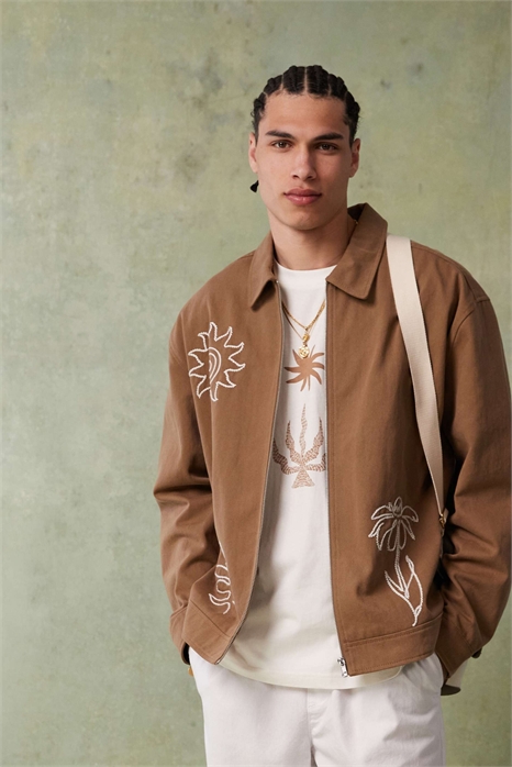 Куртка-харрингтон свободного кроя с вышивкой артикул 140116520