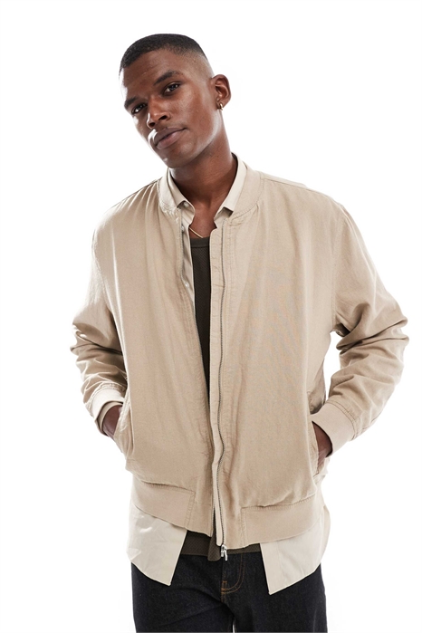 Куртка-бомбер под льняной артикул 143314452