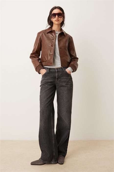 Куртка из искусственной кожи под крокодил артикул 155057066