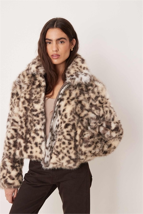 Куртка из искусственного меха с леопардовым принтом артикул 150083128
