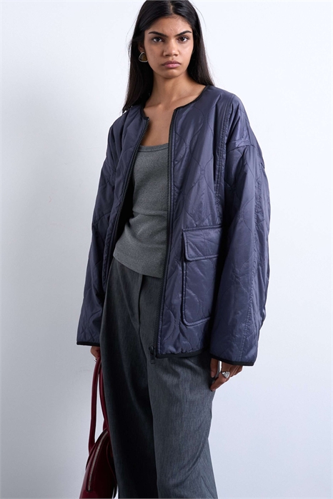 Двухцветная флисовая куртка-подкладка без воротника артикул 144017602