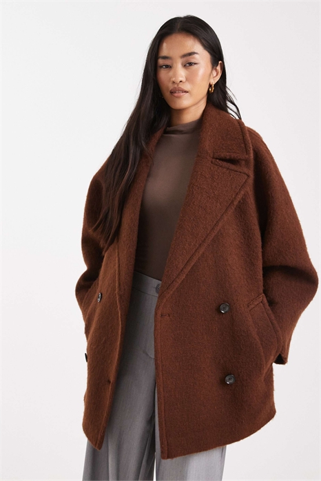 Пальто-бушлат премиум-класса из смешанной шерсти увеличенного размера артикул 148785554