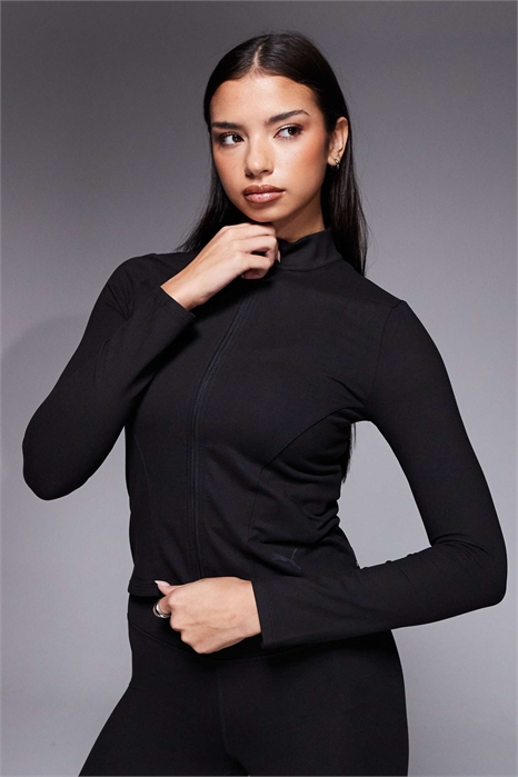 Топ с полной застежкой-молнией черного цвета артикул 148637560