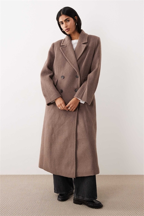 Премиум текстурированное формальное пальто макси коричневого цвета артикул 150776303