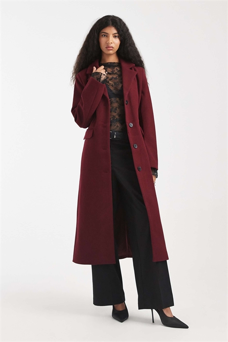 Макси-пальто бордового цвета артикул 151530806
