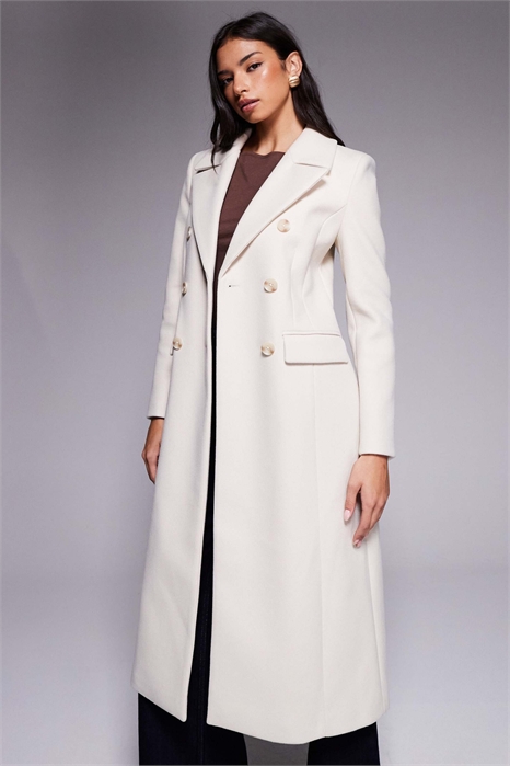 Длинное пальто кремового цвета артикул 149824513