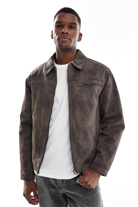 Укороченная куртка-харрингтон из искусственной замши артикул 150596494