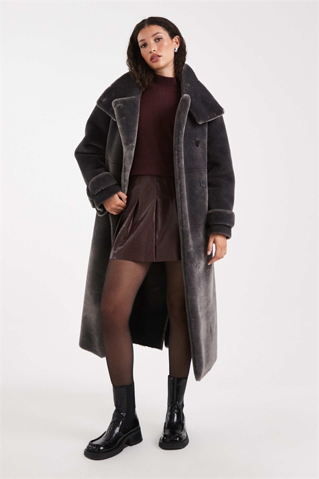 Уютное пальто Longline с воротником-воронкой артикул 147903920