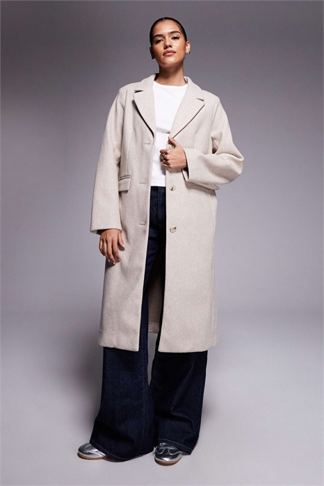 Длинное пальто с ворсовой отделкой артикул 151218045