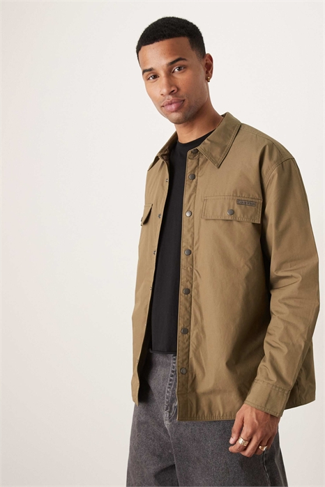 Рубашка-куртка с длинными рукавами и свободным кроем, коричневого цвета артикул 143374751