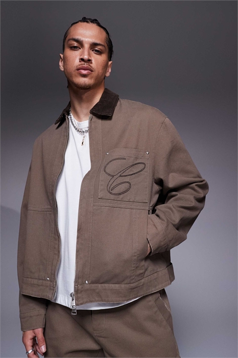 Куртка с контрастным воротником из твила co-ord артикул 141532351