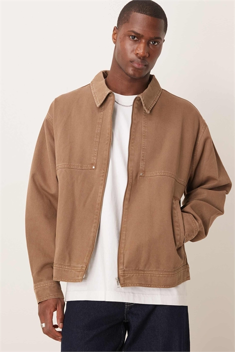 Куртка Харрингтон свободного кроя с эффектом потертости артикул 138539469