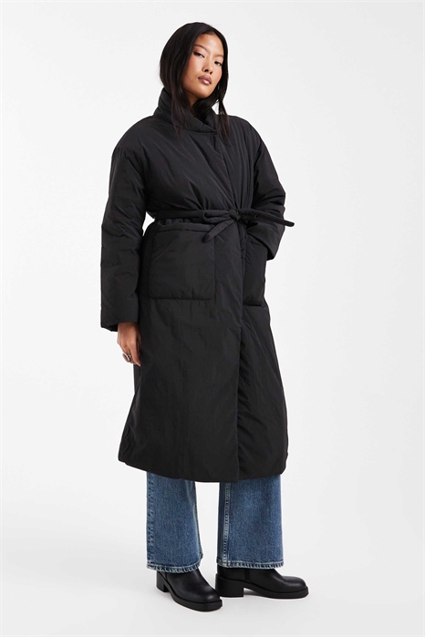 Пальто удлиненного кроя с завязкой на талии артикул 148253623