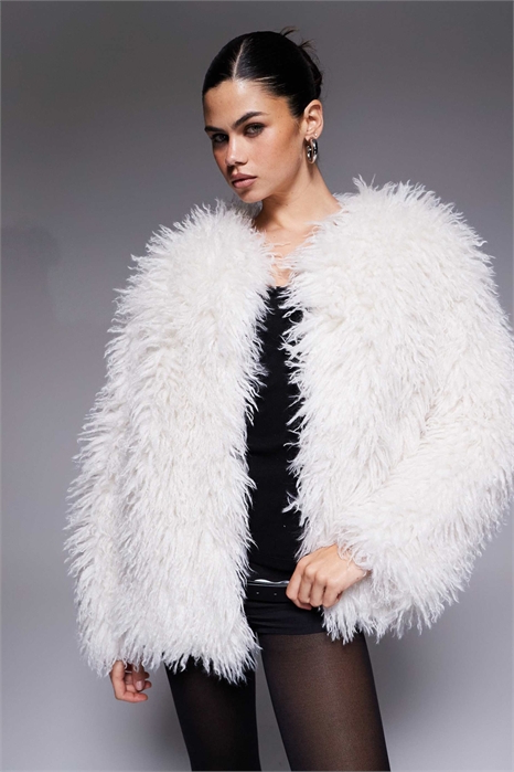 Эксклюзивная куртка из искусственного монгольского меха большого размера артикул 149050432