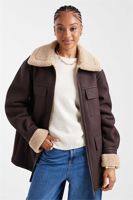 ASOS DESIGN — длинная кожаная куртка средней длины с ламинированной отделкой артикул 142042991