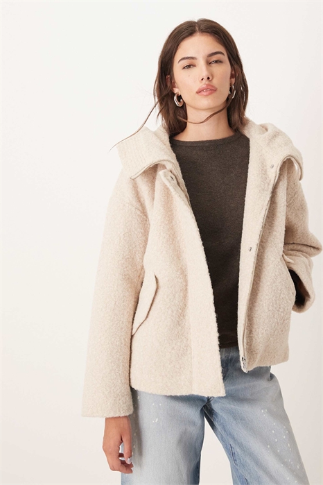 Куртка с капюшоном из шерсти цвета «камень» артикул 149246315