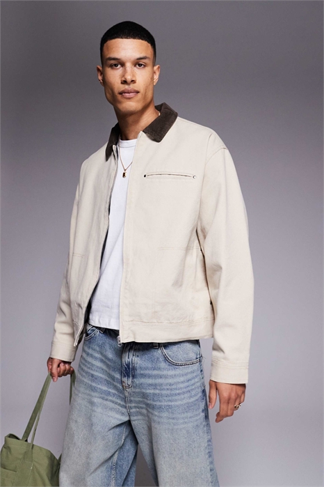 Куртка Харрингтон свободного кроя с эффектом потертости артикул 136546019