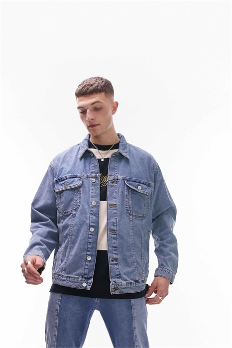 Джинсовая куртка свободного кроя артикул 114766413