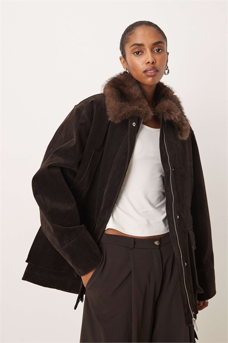 Хлопковая парка с воротником из искусственного меха артикул 151861551