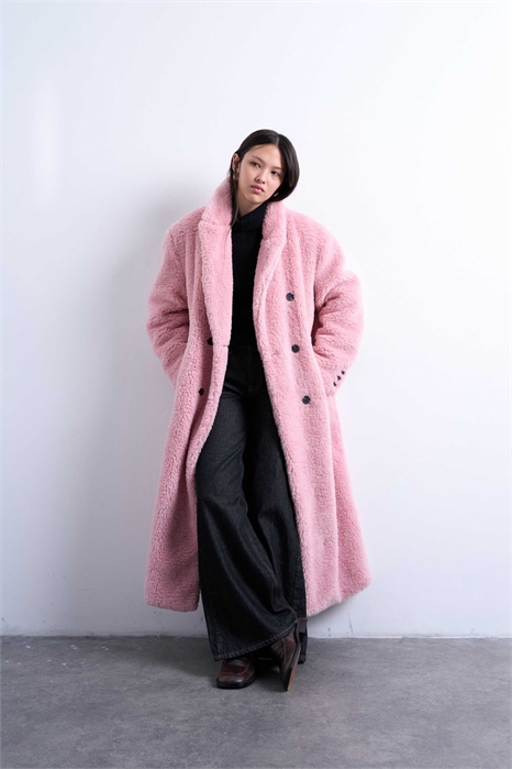 Длинное пальто-капюшон с двойной застежкой артикул 147470943