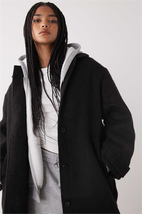 Пальто-капюшон из шерсти артикул 151958421