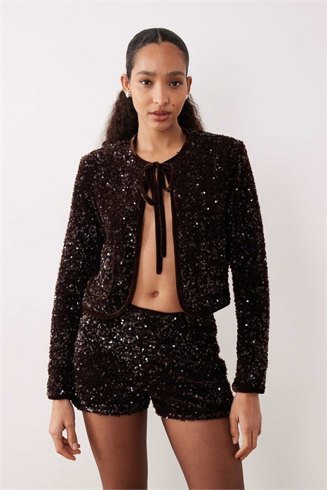 Жакет с завязками спереди и пайетками co-ord артикул 153643650