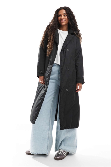 Длинное двубортное пальто с утеплителем и поясом артикул 147901111