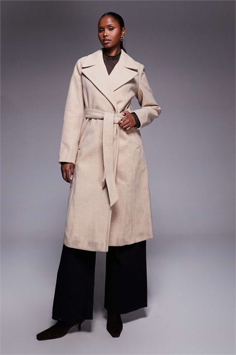 Формальное пальто-накидка теплого овсяного цвета артикул 149824510