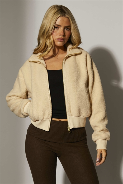 Укороченная куртка из борго с флисовой подкладкой артикул 151319004