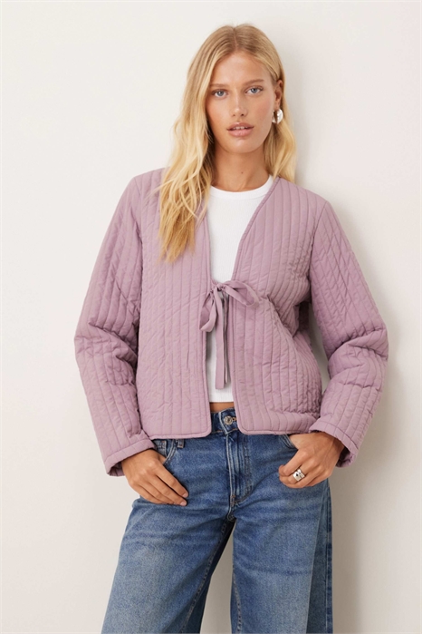 Куртка с завязками спереди и стеганым дизайном, светло-лилового цвета артикул 147788262