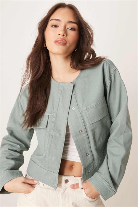 Куртка из твила без воротника артикул 138684801