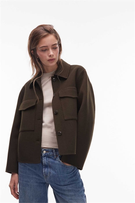 Двухслойная шерстяная куртка с застежкой на пуговицах и карманами спереди артикул 149244909