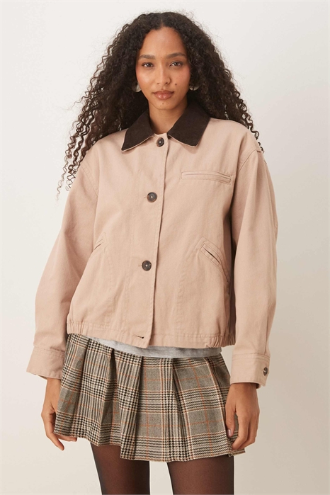 Куртка-бомбер с воротником цвета шоколада артикул 142047407