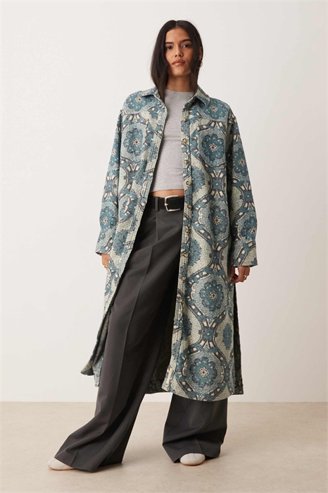 Длинное пальто из жаккарда «Брик-лейн» артикул 152800846