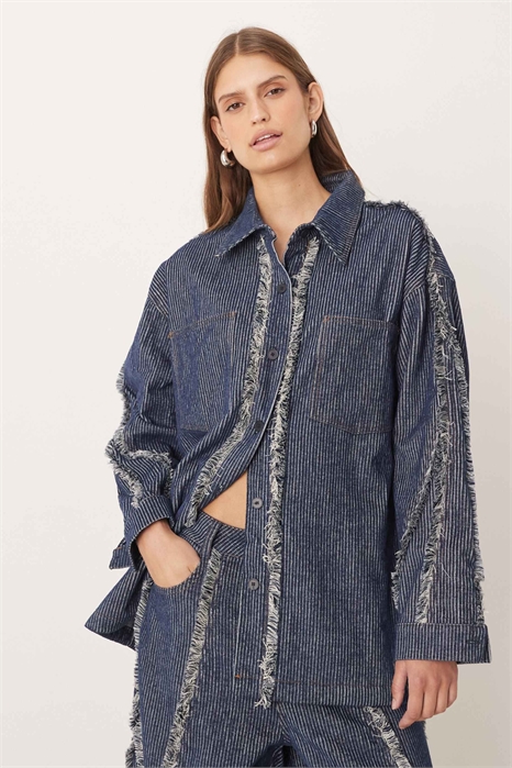 Рубашка из джинсовой вельветы с потертостями co-ord артикул 151556172