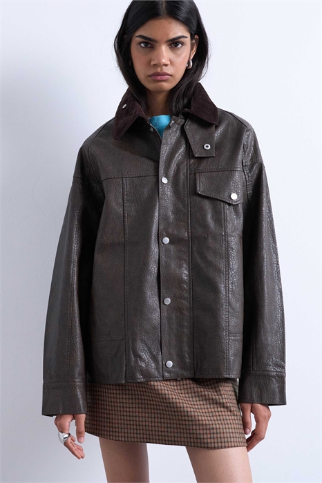 Куртка с воротником из искусственной кожи артикул 140413954