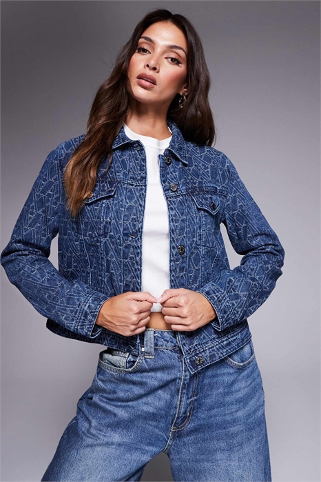 Джинсовая куртка с монограммой артикул 141273150